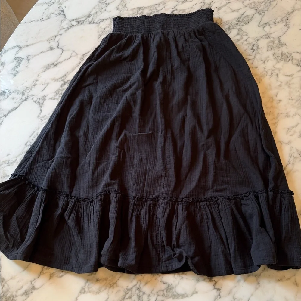 Quince Black Maxi Skirt with Smocked Waist NWT - Picture 9 of 14